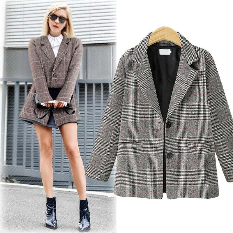 AliExpress, осень и зима, новые товары, свободный крой, Европа и Америка, Ретро стиль, короткий костюм, шерстяная куртка, топы, D045