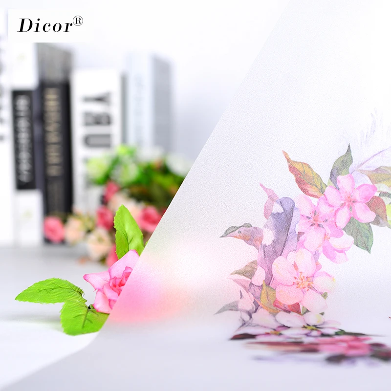 DICOR DIY красивый венок стеклянная пленка оконная наклейка прозрачная непрозрачная для гостиной стеклянная дверь без клея Свадебный декор плакат