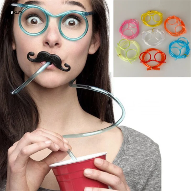 

Fun Glasses Straws DIY Birthday Party Decoration for Home and Kitchen Halloween Decoration PVC Straws Christmas Decoration.85z