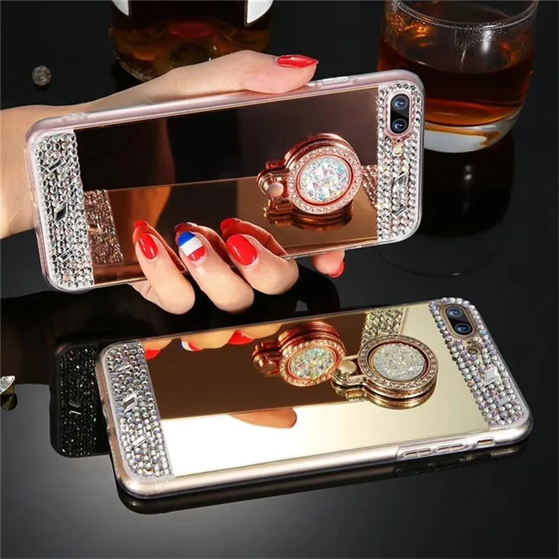LLZ.COQUE Блестящий зеркальный чехол с бриллиантами для Samsung A8 A6 A5 A3 2017 ударопрочный