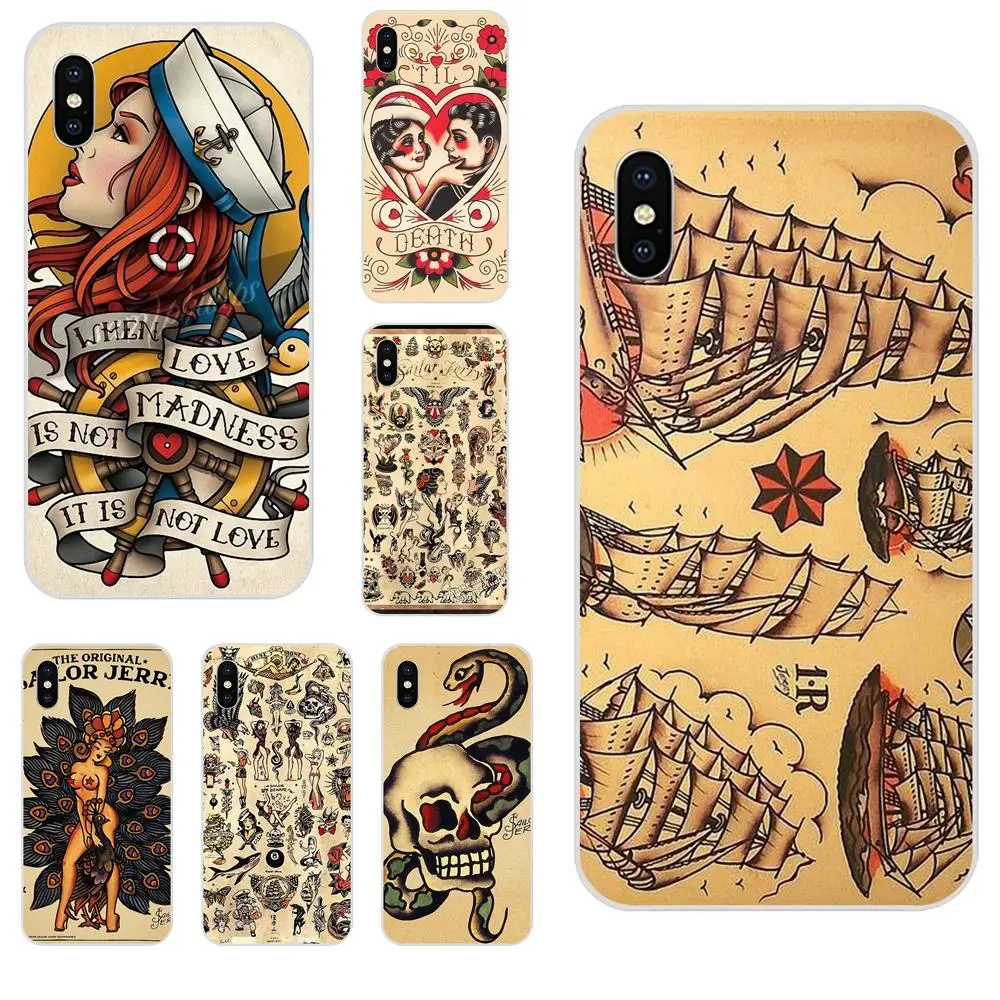 Soft Design Phone Sailor Jerry Tattoo For Huawei Honor 4C 5A 5C 5X 6 6A 6X 7 7A 7C 7X 8 8C 8S 9 10 10i 20 20i Lite Pro | Мобильные