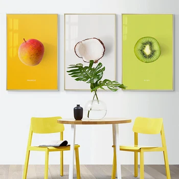 

Bright Colors Posters Coconut Raspberry Mango Plum Fruits Canvas Painting Hd Print Wall Art Picture For Living Room Kitchen Deco