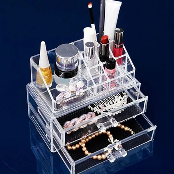 

Acrylic Earrings Necklace Box Cosmetic Organizer Jewelry Transparent Drawer