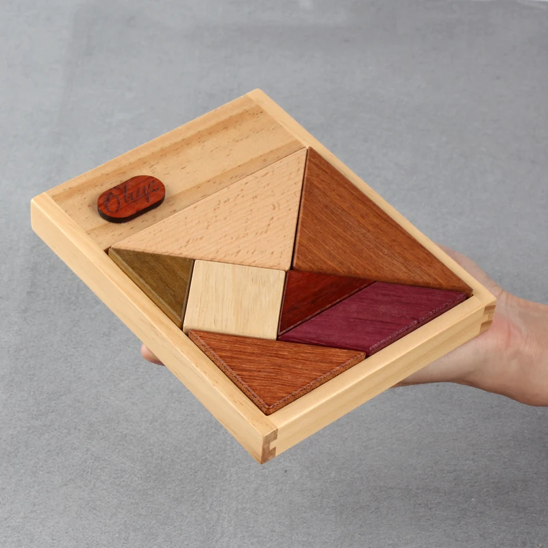 Креативные китайские Пазлы tangram от 3 до 10 лет, раздвижные головоломки из семи видов драгоценного дерева, Геометрические тела, игрушки