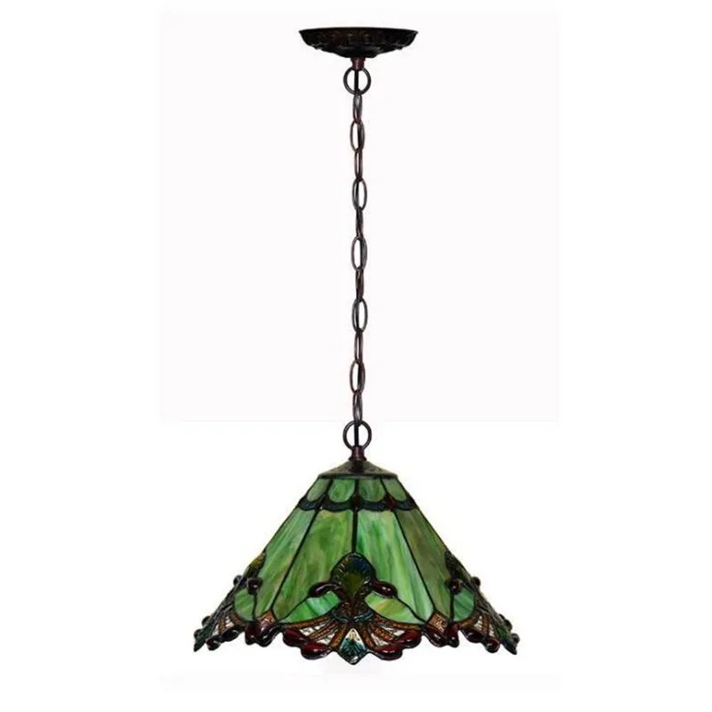 Подвеска из зеленого стекла Tiffany для фойе, столовой, бара, квартиры, винтажный Лофт, красочный стеклянный подвесной светильник 1130