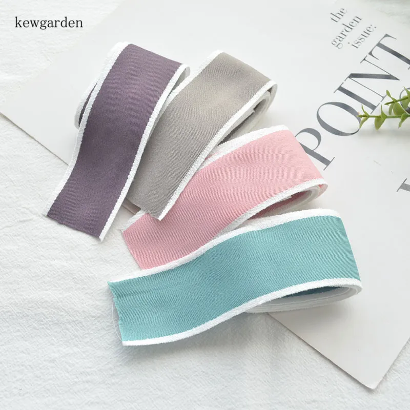 

Kewgarden DIY Brooch Hairbow Satin Ribbon 38mm 1.5" White Hair Edge Cotton Cloth Ribbons Handmade Tape Packing Webbing 5 Meters
