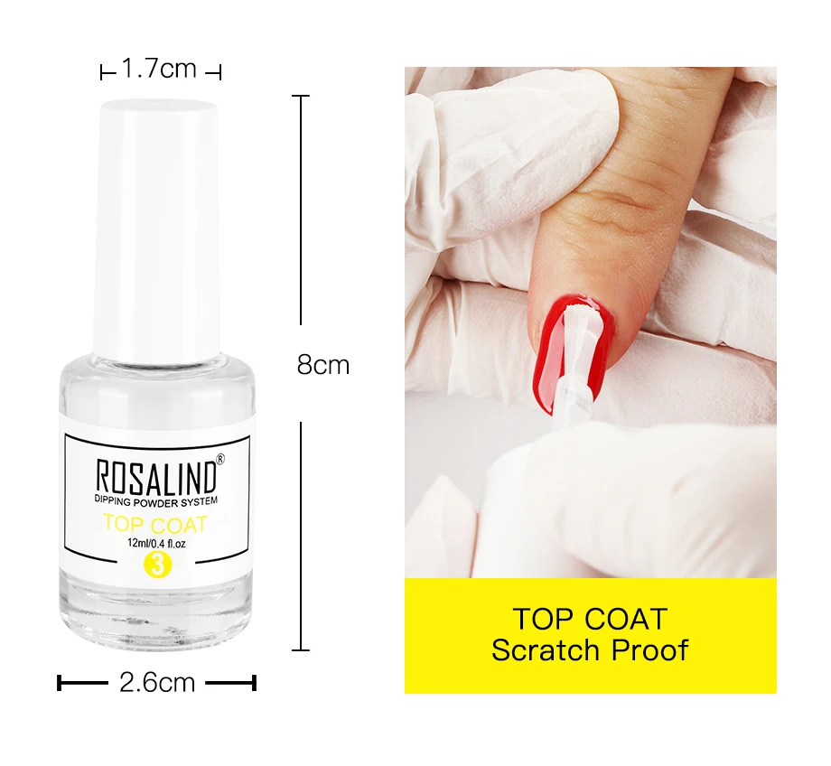 ROSALIND погружение порошок для ногтей Система Комплект жидкая база верхнее покрытие активатор прозрачный дизайн ногтей натуральный сухой без лампы лечения