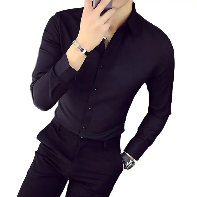 

New 2021 Men's Pure Cotton Shirt Slim Fit Fashion Long Sleeve Casual Business Shirts Men Dress Shirts High Quality Camisas