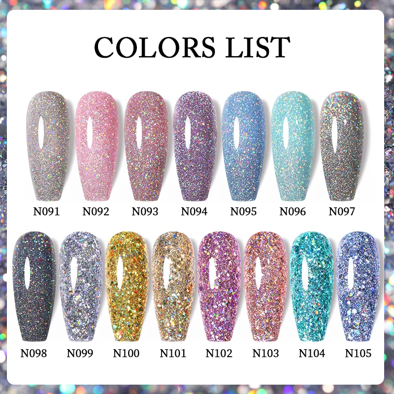 UR SUGAR Glitter Sequins Gel Nail Polish Soak Off UV Nail Gel Varnish Colorful All For Nail Manicure DIY Nail Art Design 2