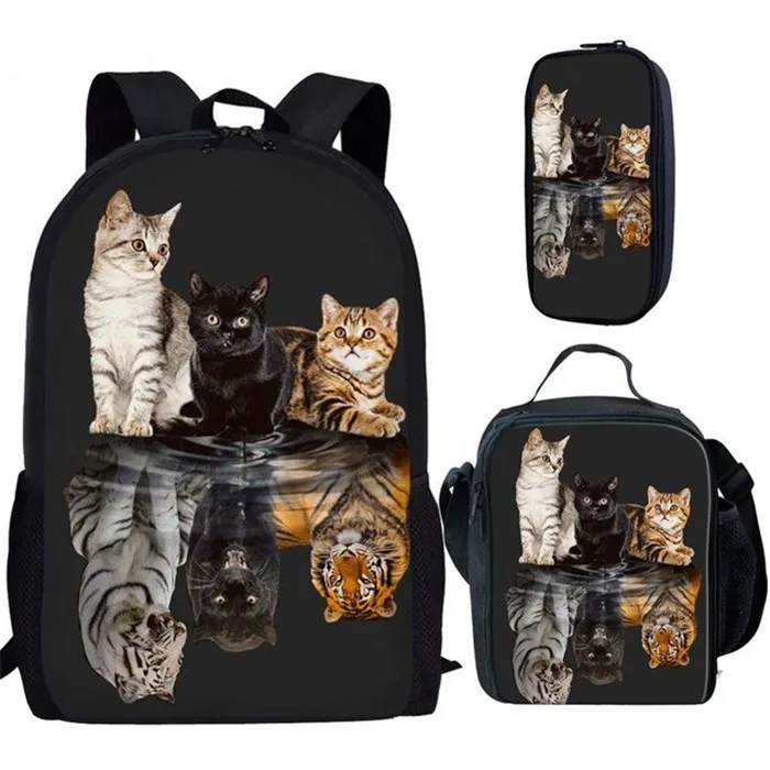 HK855CGK FORUDESIGNS/5 шт./компл. из джинсовой ткани с рисунком кота школьный студенческий рюкзак школьный рюкзак для девочек-подростков, Детские рюкзаки для садика с Детские ранцы - Цвет: HK855CGK