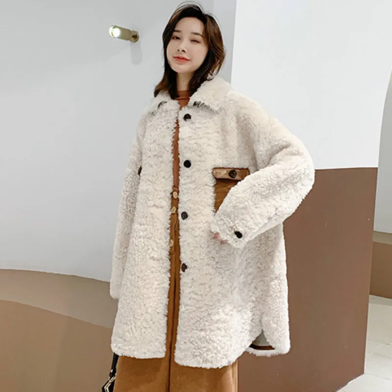 Natural Real Fur Coat Female Genuine Leather Jacket Sheepskin 100% Wool Winter Women Clothes 2020 ANNA1-88820 | Женская одежда