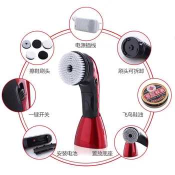

Electric shoe Cleaning Machine Portable rechargeable/battery Dedusting oiling waxing polishing 5 Brush Heads One-touch switch