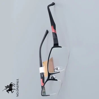 

NO.ONEPAUL Men stainless steel Prescription Eyeglasses Male Half Optical Glasses Frame Male Square Ultralight Eye Myopia