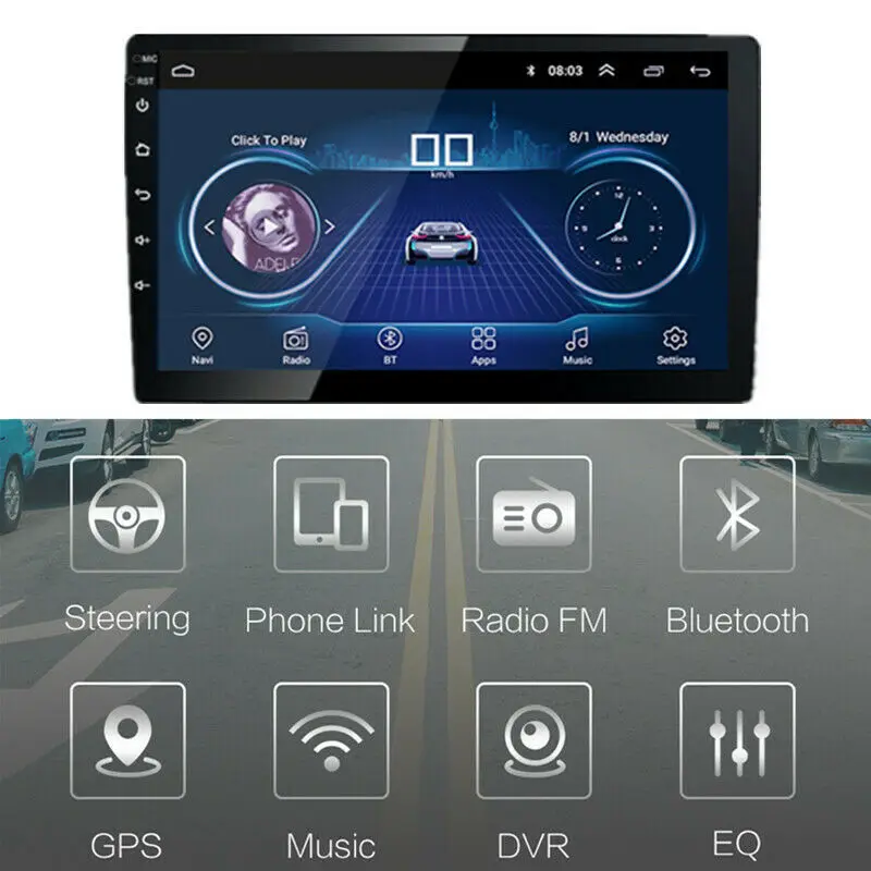 Car Mirrorlink Stereo Radio Player GPS Wifi 2Din 9" Android 4 Core