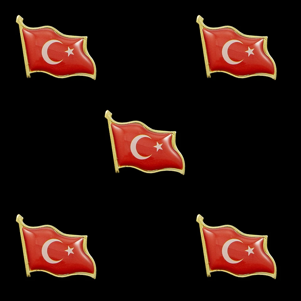 5 Pieces Turkey National Flag Lapel Pin Hat Tie Tack Button Badge