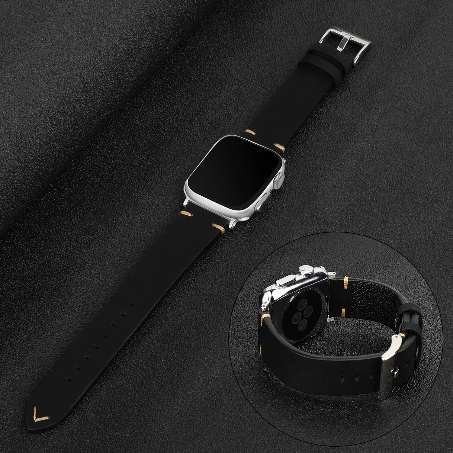 Черный кожаный ремешок для наручных часов Apple Watch версии 4/3/2/1 38 мм 42 качество кожи
