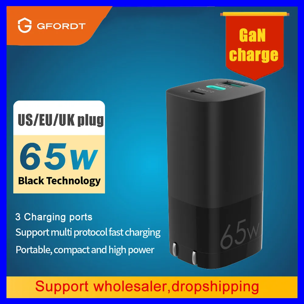 GFORDT Ган 65W зарядное usb-устройство Quick Charge 4 0 3 QC4.0 PD3.0 PD USB-C кабель USB Type-C с функцией
