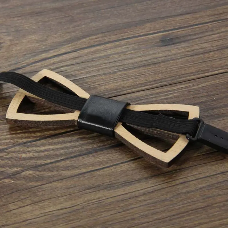 Бамбуковый деревянный галстук-бабочка ручной работы для мужчин и мальчиков, вечерние галстуки-бабочки из искусственной кожи, Классические свадебные аксессуары с регулируемым узлом