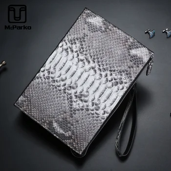 

McParko Python Clutch Bag Men Leather 2019 Luxury Clutch Wallet For Men Hand Strap Phone Wallet Genuine Leather Male Gife Cool