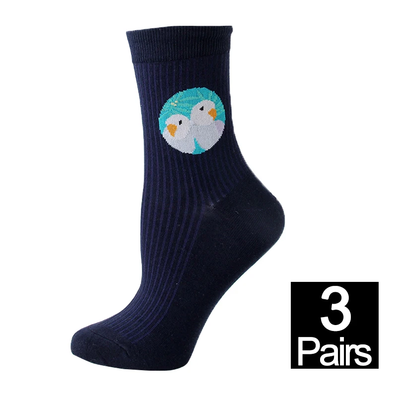 F 3pairs Женские носки, милые носки с героями мультфильмов, Harajuku, Ретро стиль, хлопковые носки, kawaii, набор носков с рисунками животных, весна-лето, 3 пары/партия,# F - Цвет: F 3pairs