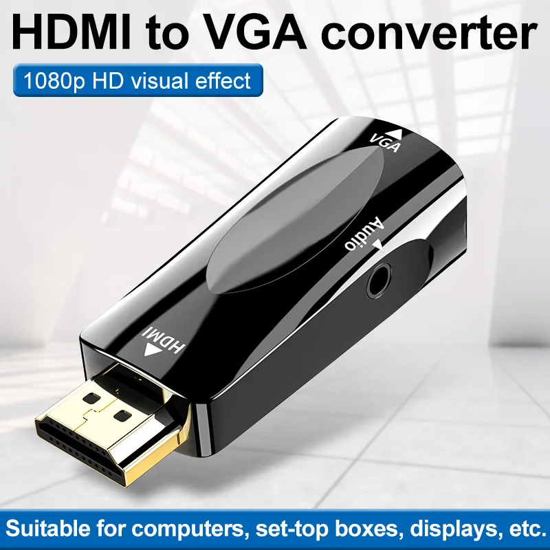 

Felkin HDMI to VGA Adapter Converter Cable with Audio Cable HDMI Male to VGA Female 1080P Video Converter for PC TV BOX HDTV DVD