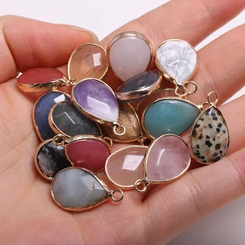 

New Charms Faceted Pendant Natural Stone Amethysts Agates Crystal Pendants For Making DIY Necklace Earrings Jewelry Findings