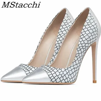 

MStacchi New High Heel Shoes For Women Pointed Toe Crocodile Print Stiletto Shoes Baotou Office Lady Shoes Woman Formal Shoes
