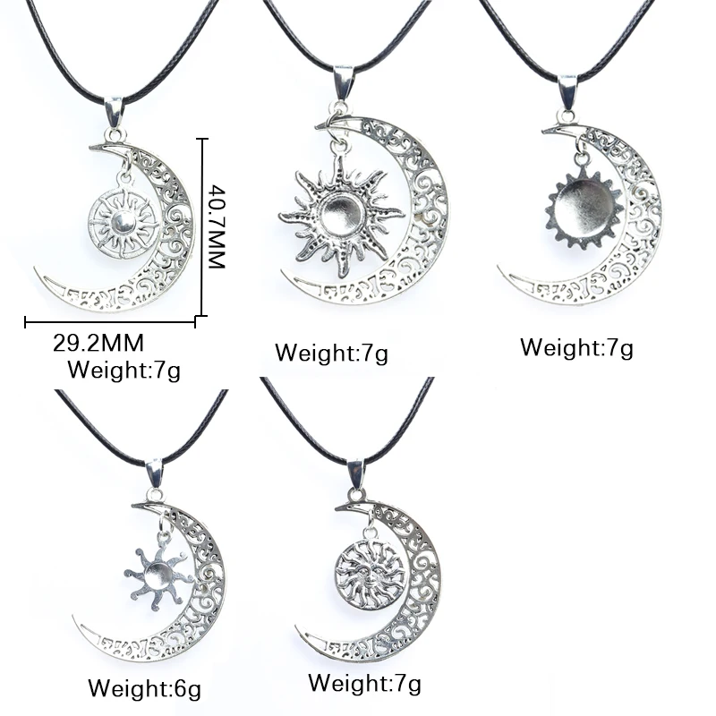 Hollow Vintage Sun Moon Necklace For 