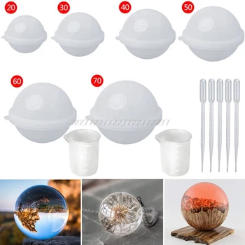 

1 Set Sphere Silicone Resin Molds Round Silicone Mold, Epoxy Resin Ball Molds for Resin Jewelry Soap Candle DIY S18 19