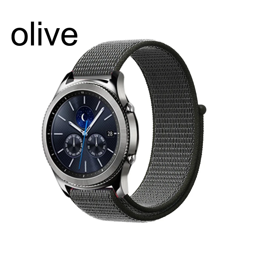 Нейлоновый ремешок 22 мм 20 мм для samsung gear s2 sport S3 Frontier Classic galaxy watch 42 мм 46 мм huami amazfit bip band huawei gt 2 - Цвет ремешка: olive