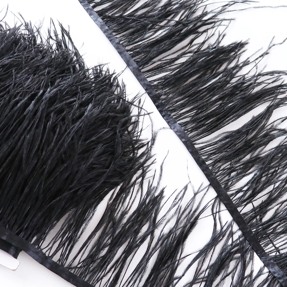 Customized Soft Fluffy Ostrich Feather Trim Ribbon Natural Black Feathers  Fringe 6-22 CM Wedding Event Dresses Sewing Accessory