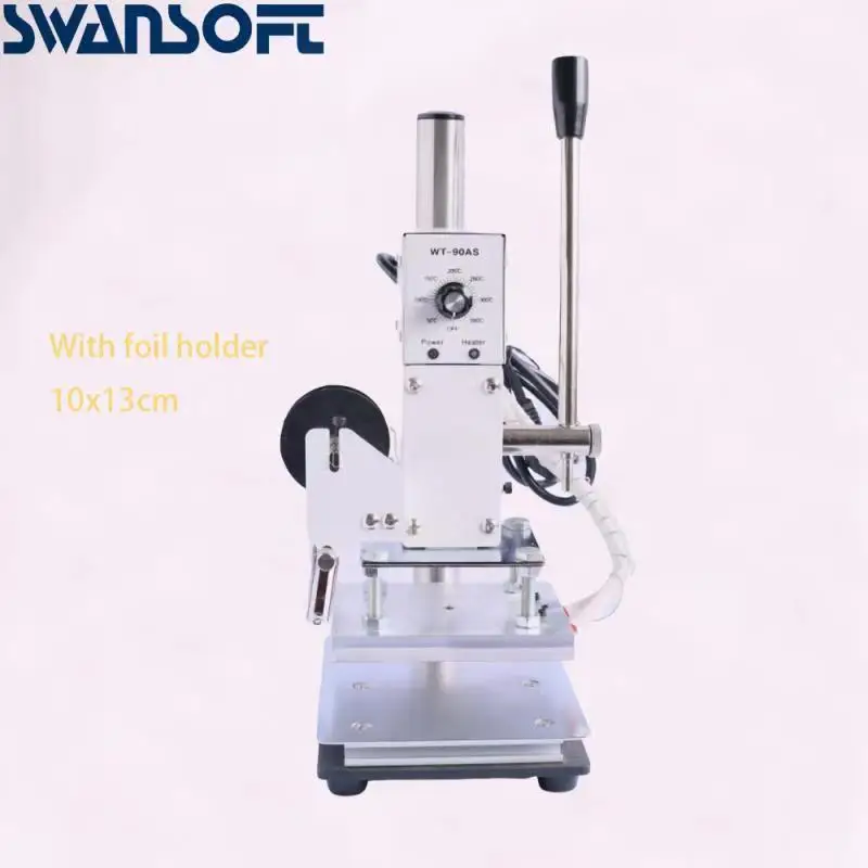 10x13cm with holder1 SWANSOFT WT-90DS машина для горячего тиснения ручной инструмент для тиснения карты дерево кожа принтер Горячая фольга цифровой штамповочный станок - Цвет: 10x13cm with holder1