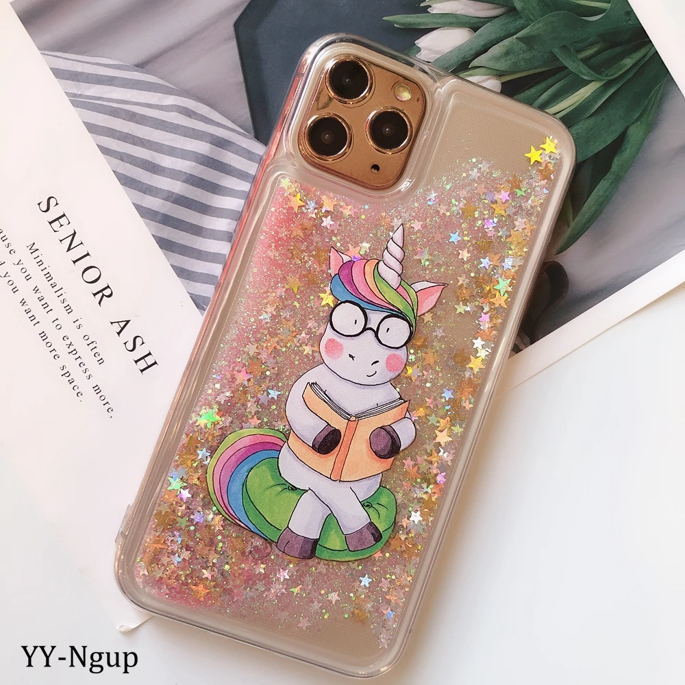 Блестящий чехол для iPhone 7, iPhone 11 Pro, чехол с милой пандой, динамическая жидкость для iPhone X, XR, XS Max, 5, 5S, SE, 6, 6 S, 8 Plus, чехол для женщин