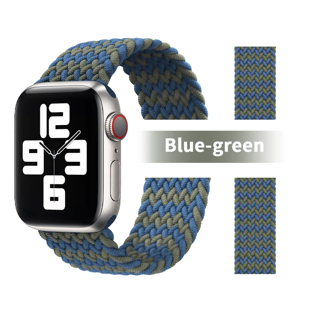 Pride Braided Solo Loop Band For Apple Watch Se Strap 44mm 40mm Elastic Wristband Bracelets 41mm 45mm Series 765432 42mm38mm 11 Green blue