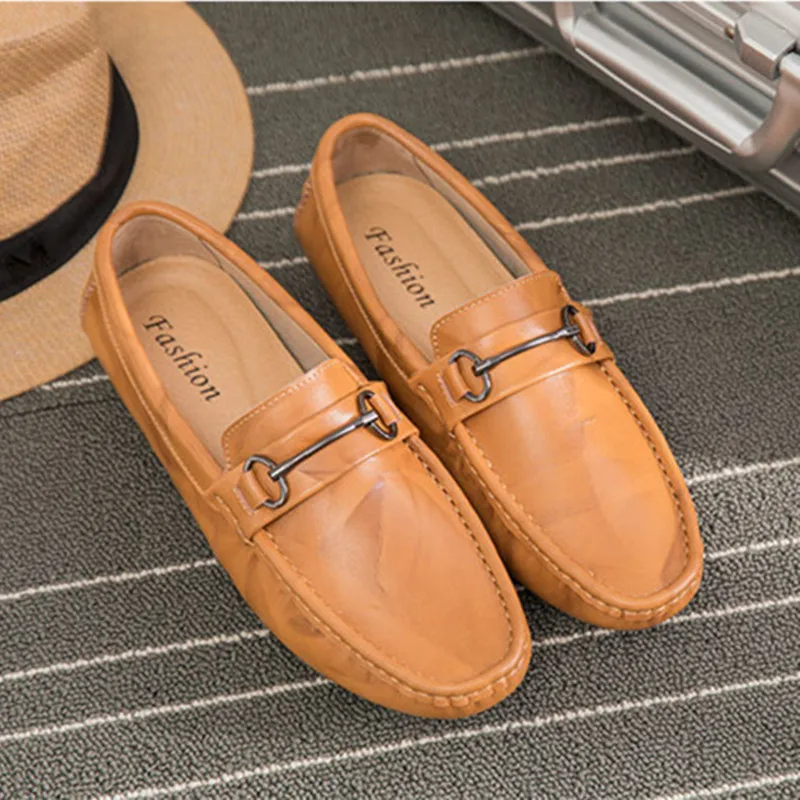 

2020 High quality mens Genuin leather casual shoes spring and autumn driving shoes Breathable men's flat non-slip rubber sole