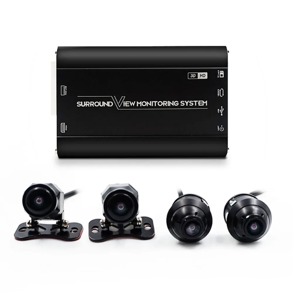 360 3D HD Car Surroundview Monitoring System Bird View System 4 Camera DVR Dash Camera HD 1080P Recorder Parking Monitoring