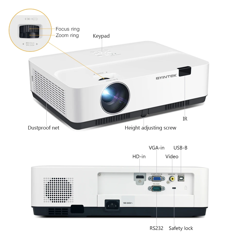 BYINTEK K400 3LCD дневного света 3300ANSI фильм 1080P FUll HD обучение проектор для 300 дюймов Кино