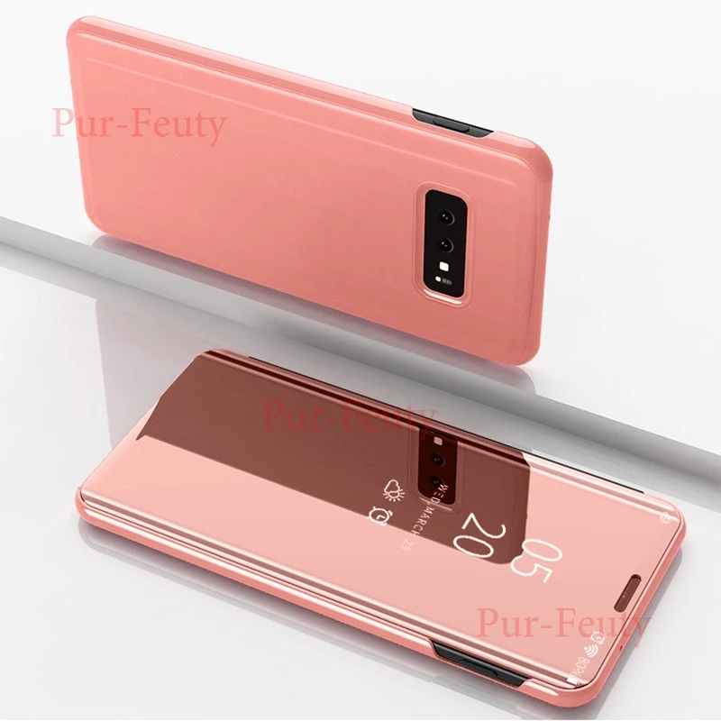 Rose gold Чехол для Samsung galaxу A: 60, 70, 80, 90, Гладкий Простой роскошный кожаный умный зеркальный флип-чехол для телефона для Samsung galaxу yA60 A70 A80 A90 - Цвет: Rose gold
