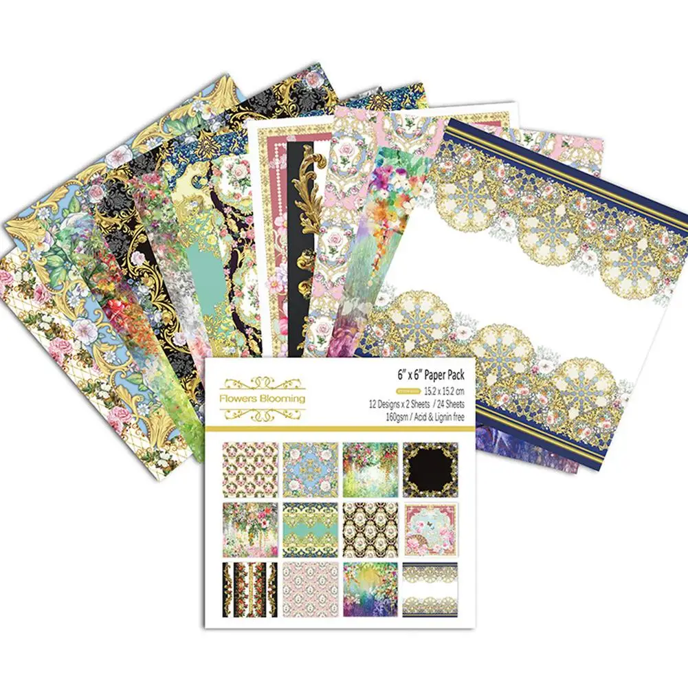

24 Sheets 6 Inch DIY Album Scrapbook Pads Paper Christmas Pattern Paper Photo Album Decorative Paper Card Background Paper
