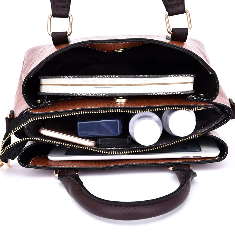 

2019 New Style WOMEN'S Bag Retro Toth Large-Volume Fashion Shoulder Bag Versatile Western Style Handbag Three Layer Shoulder Bag