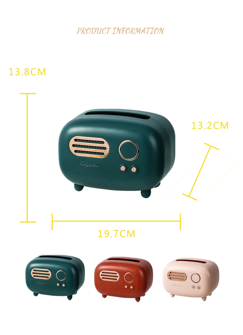 Retro Radio Model Tissue Box Desktop Paper Holder Vintage Dispenser Storage Napkin Case Organizer Ornament Wet Wipes Decoration