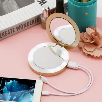 

Flip Folding Makeup Mirror Power Bank Portable Charger Power Bank Travel Handheld Makeup Vanity Mirror With LED Indicator Light
