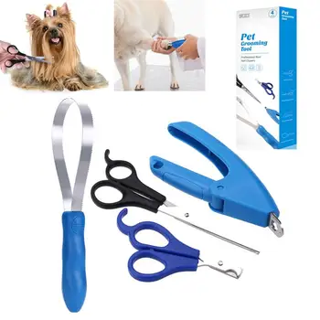 

4Pcs Dog Hair Grooming Scissors Stainless Steel Sharp Blade Dog Cat Nail Toe Claw Clippers Trimmer Cutter Pet Hair Grooming Kit