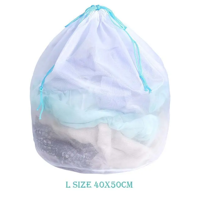 40x50cm blue Полиэфирный мешок на молнии для грязного белья, одежды, мешок для стирки бюстгальтера, носков, нижнего белья, мешок для стирки, контейнер, машина, протектор, многоразмерный, для домашнего хранения - Цвет: 40x50cm blue