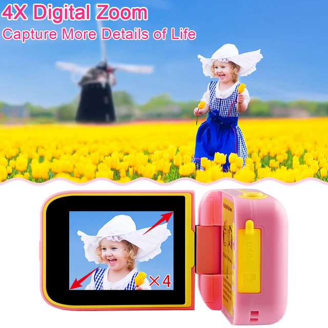 Child Camera Rotatable Digital Photo Camera Kids Camcorder Video Selfie Camera Toys For Children Girls Gift Boys Birthday Gift 4