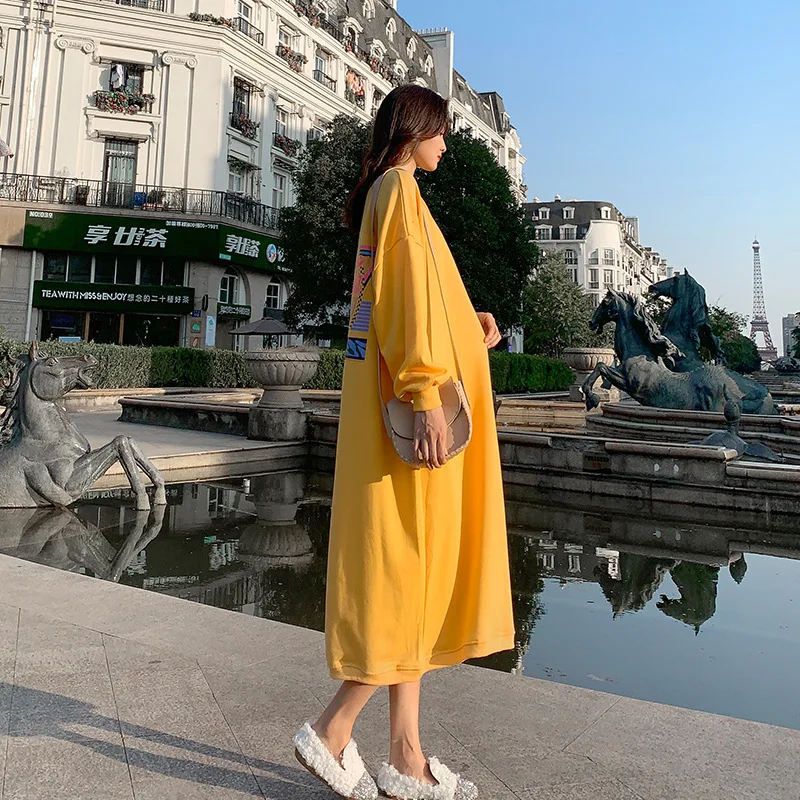

Pregnant Women Spring Clothing Tops Spring Pregnant Women Dress Spring Mid-length 2020 New Style Loose-Fit Hoodie Skirt Spring A