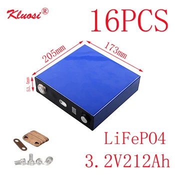 

KLUOSI 16PCS 16S/48V Battery Pack 3.2V212Ah LiFePO4 Battery FOR Solar Energy Storage Inverter EV Marine RV Golf US/EU TAX FREE