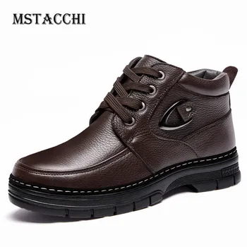 

MStacchi Elegant High Quality Genuine Leather Fluff Men's Vulcanized Shoes Round Toe Lace-Up Wearproof Thick Bottom Casual Shoes