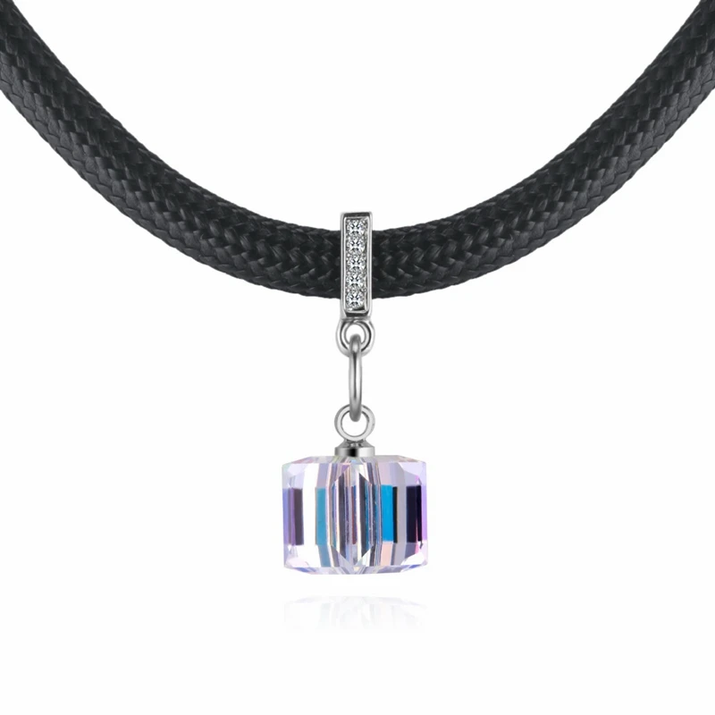 Labekaka ожерелье-кристалл AB Aurora кристаллы от Swarovski Веревка Кожа цепи воротник для женщин вечерние уникальные ювелирные изделия