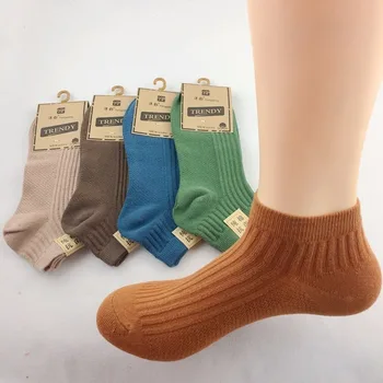 

5 Pairs = 10 Pieces Striped Women Men's Boat Socks Shallow Mouth Striped Cotton Ethnic Retro Vintage Casual 2020 Spring